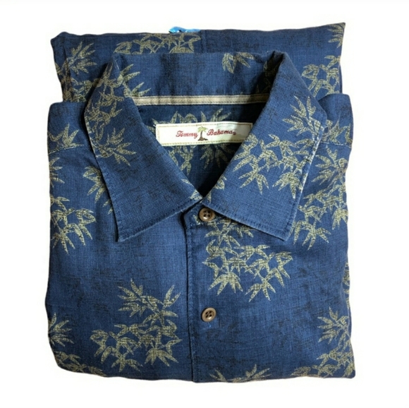 TOMMY BAHAMA Bamboo Print Linen Camp Shirt Size Medium.EUC! - Picture 7 of 7